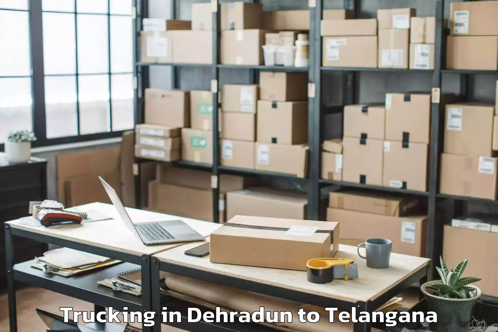 Book Dehradun to Sathupally Trucking Online